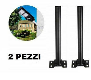 2 STAFFE PALO PER LAMPIONE SOLARE STRADALE SUPPORTO METALLO STAFFA MURO PARETE