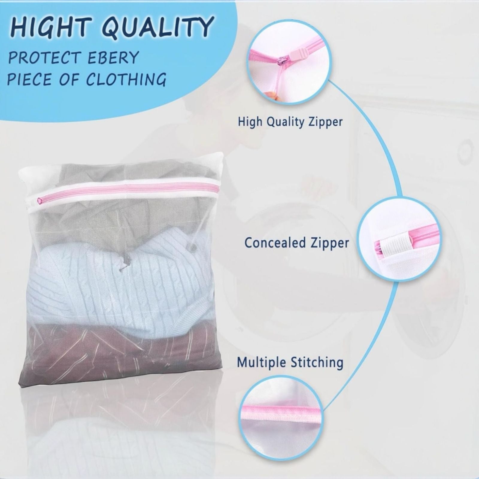 2 Sacchetti per Lavatrice, 50 x 40 cm Borsa Lavanderia con Cerniera  Art.59474