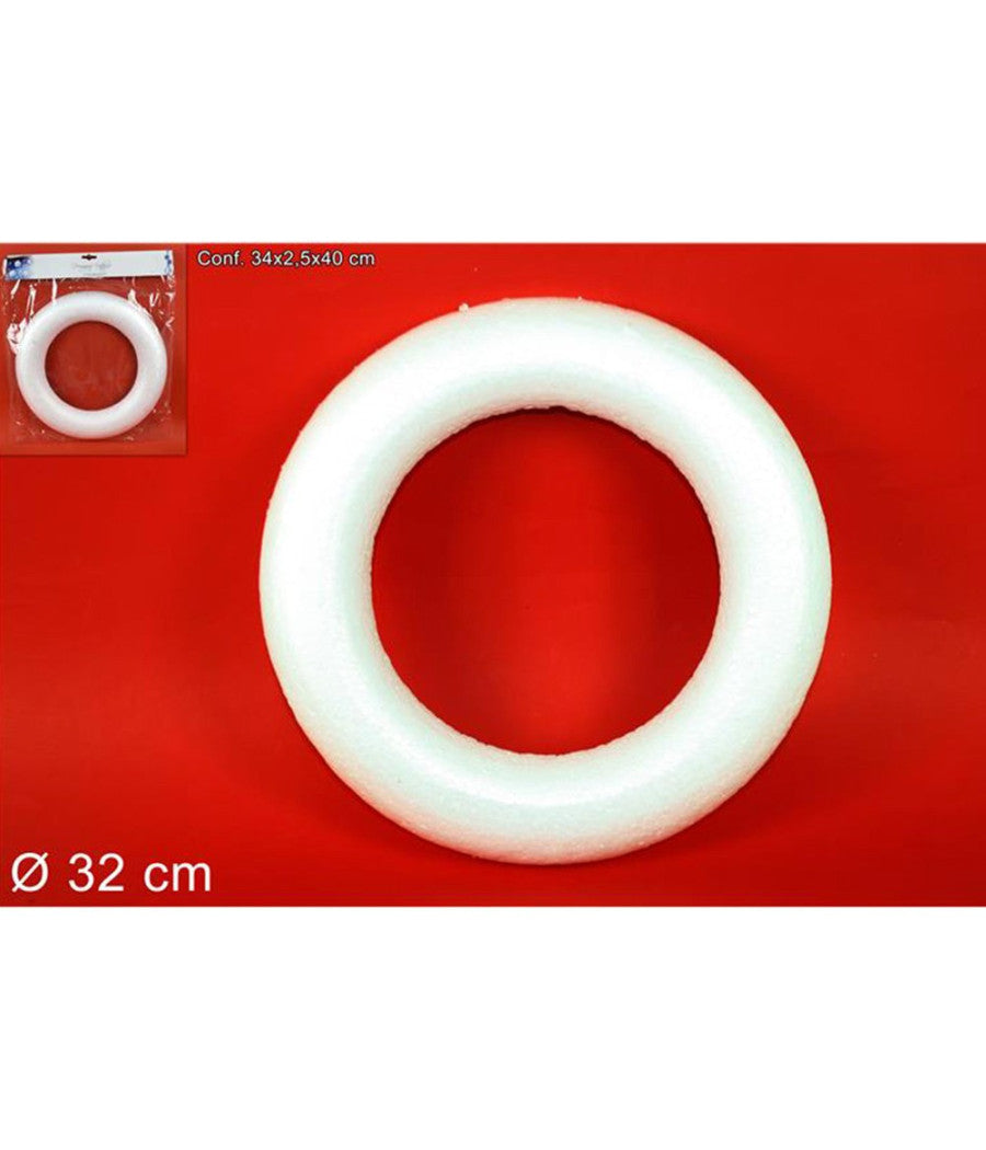 2 Anelli Cerchi Di Polistirolo 32cm Bianchi Decorazioni Natalizie Addobbi Natale         