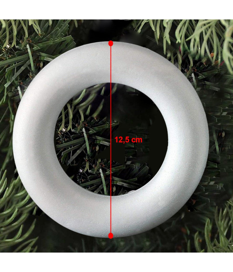 2 Anelli Cerchi Polistirolo 12,5cm Bianchi Decorazioni Natalizie Addobbi Natale         