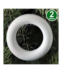 2 Anelli Cerchi Polistirolo 19cm Bianchi Decorazioni Natalizie Addobbi Natale         