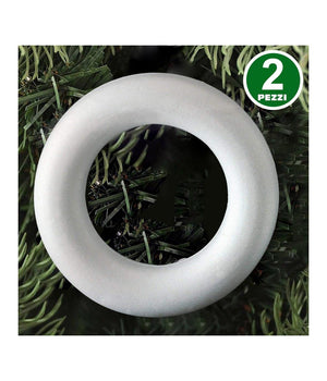 2 Anelli Cerchi Polistirolo 19cm Bianchi Decorazioni Natalizie Addobbi Natale         