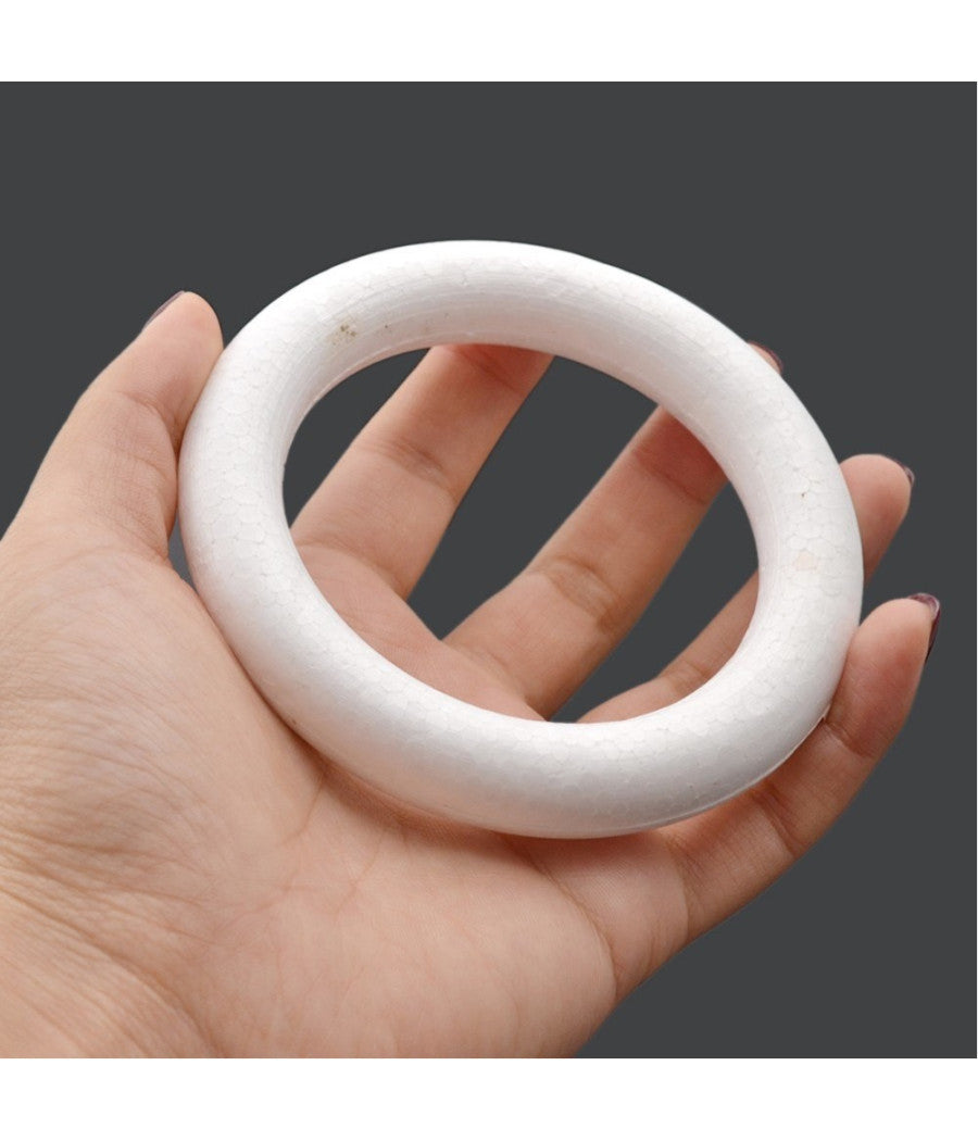 2 Anelli Cerchi Polistirolo 19cm Bianchi Decorazioni Natalizie Addobbi Natale         