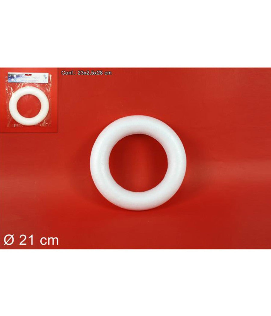 2 Anelli Cerchi Polistirolo 21cm Bianchi Decorazioni Natalizie Addobbi Natale         