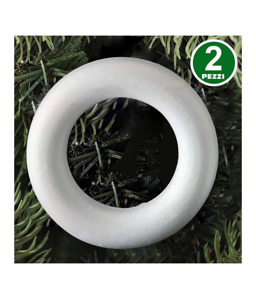 2 Anelli Di Polistirolo 23 Cm Bianchi Per Decorazioni Natalizie Addobbi Natale         