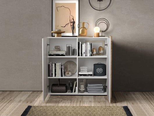 Madia per cucina, 2 ante Bianco Lucido e Kadiz ZLCVENMAD5