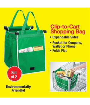 2 Borse Borsa Shopping Bag Carrello Spesa Con Ganci Per Appendere Supermercato         