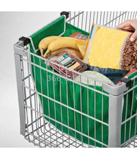 2 Borse Borsa Shopping Bag Carrello Spesa Con Ganci Per Appendere Supermercato         