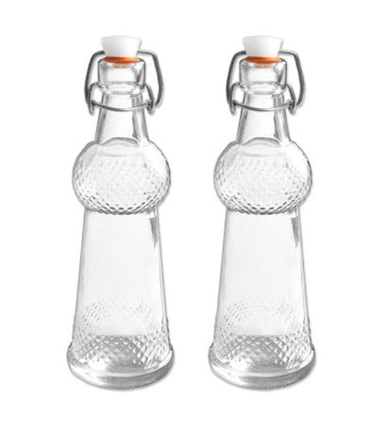 2 Bottiglia Bottiglie Bottigliette In Vetro Con Meccanico Con Guarnizione 75ml         