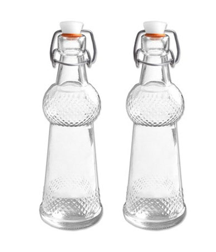 2 Bottiglia Bottiglie Bottigliette In Vetro Con Meccanico Con Guarnizione 75ml         