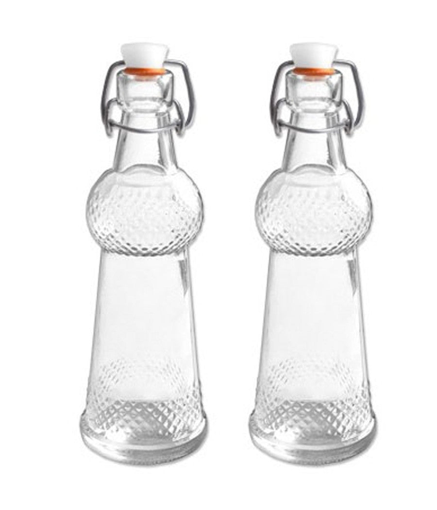 2 Bottiglia Bottiglie Bottigliette In Vetro Con Meccanico Con Guarnizione 75ml         