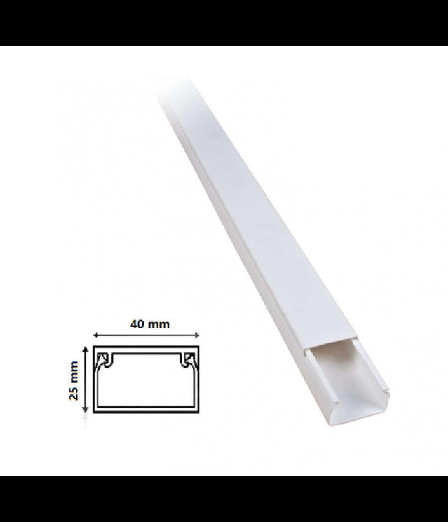 2 Canalina Elettrica Passacavi Plastica Ct2 2mt 40x25mm Bianca Copertura 5624025         