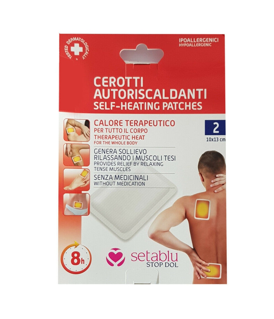 2 Cerotti Auto Riscaldanti Calore Corpo Schiena Collo Muscoli Dolore 10x13cm         
