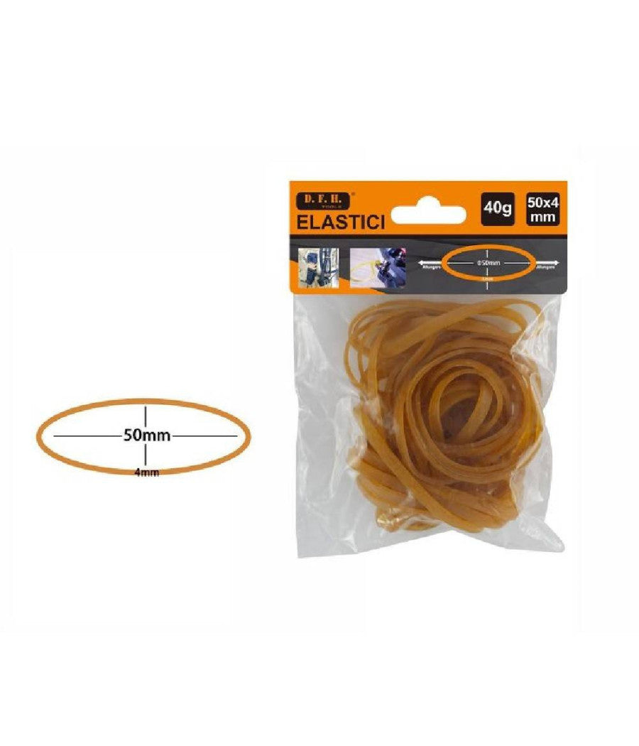 2 Confezioni Da 40g Elastici Elastico Molle Gomma Fettucce Misura 50x4mm 53691a         