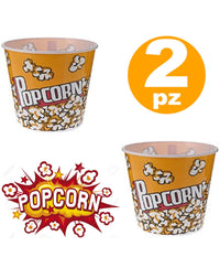2 Contenitore Per Pop Corn Ciotola Rigida Bicchiere Riutilizzabile Festa Cinema         
