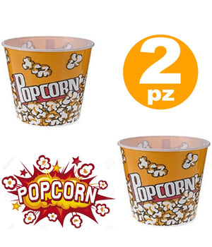 2 Contenitore Per Pop Corn Ciotola Rigida Bicchiere Riutilizzabile Festa Cinema         