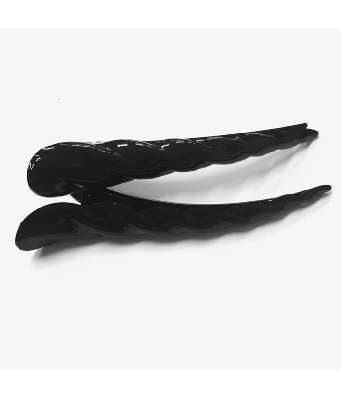 2 Fermaglio Pinza Nero Molletta Ferma Capelli Coccodrillo Parrucchiere Forcine         