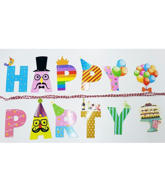 2 Festoni Carta Happy Party Corda Bianco Rosso Ghirlanda Compleanni Feste Wedding         