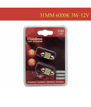 2 Lampadine Lampade Auto T10 12 Led 31 Mm 6000k 3 Watt 12v C-6291         