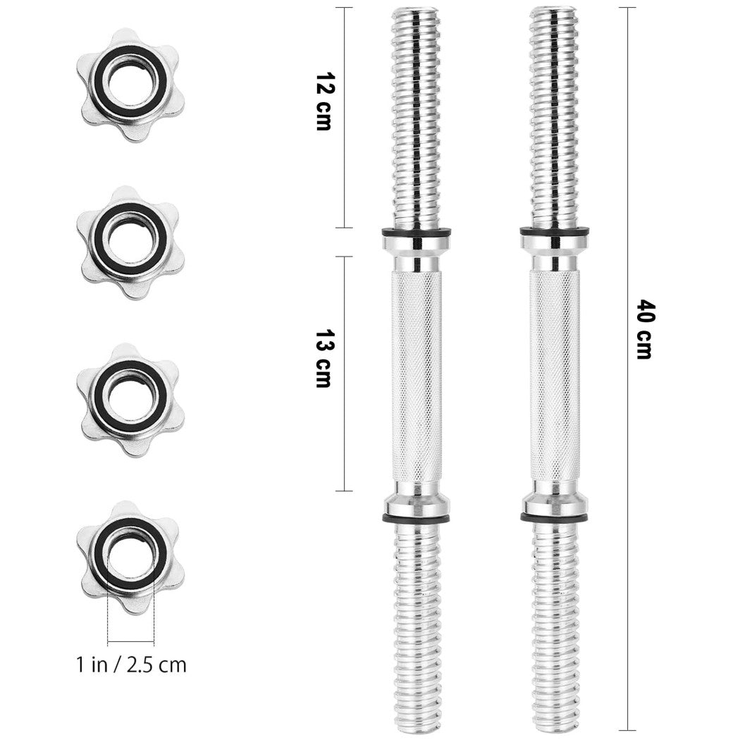 Trade Shop - 2 Manubri Filettati Da 40cm Per Sollevamento Pesi Sport Allenamento Palestra -