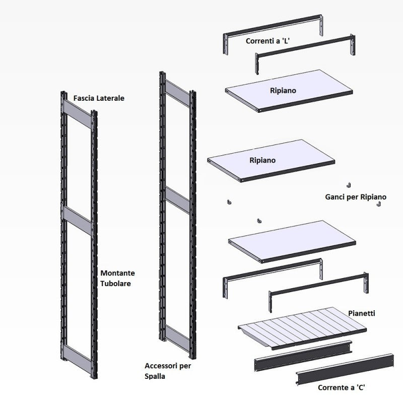 2 Montanti Tubolare Grima Cm 240