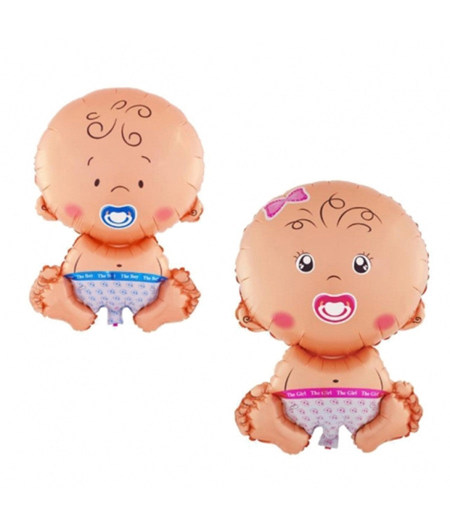 2 Palloncini Palloncino Bambino Bambina Baby 48x26cm Nascita Per Elio Aria         