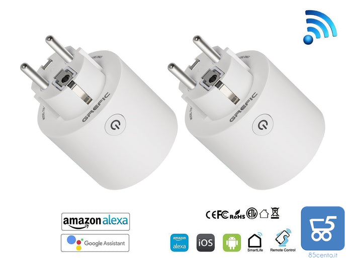 2 pezzi Presa Intelligente Wifi 10A Smart Plug alexa google timer remote control controllo vocale EU