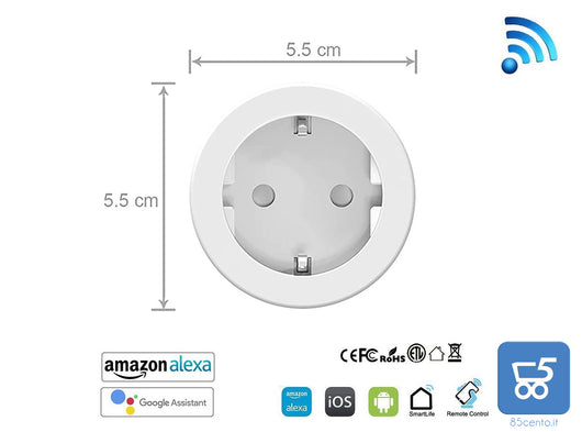 2 pezzi Presa Intelligente Wifi 10A Smart Plug alexa google timer remote control controllo vocale EU