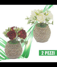 2 Pezzi Vaso Corda Piantina Fiori Artificiali Pianta Idea Regalo Bomboniera 10cm         