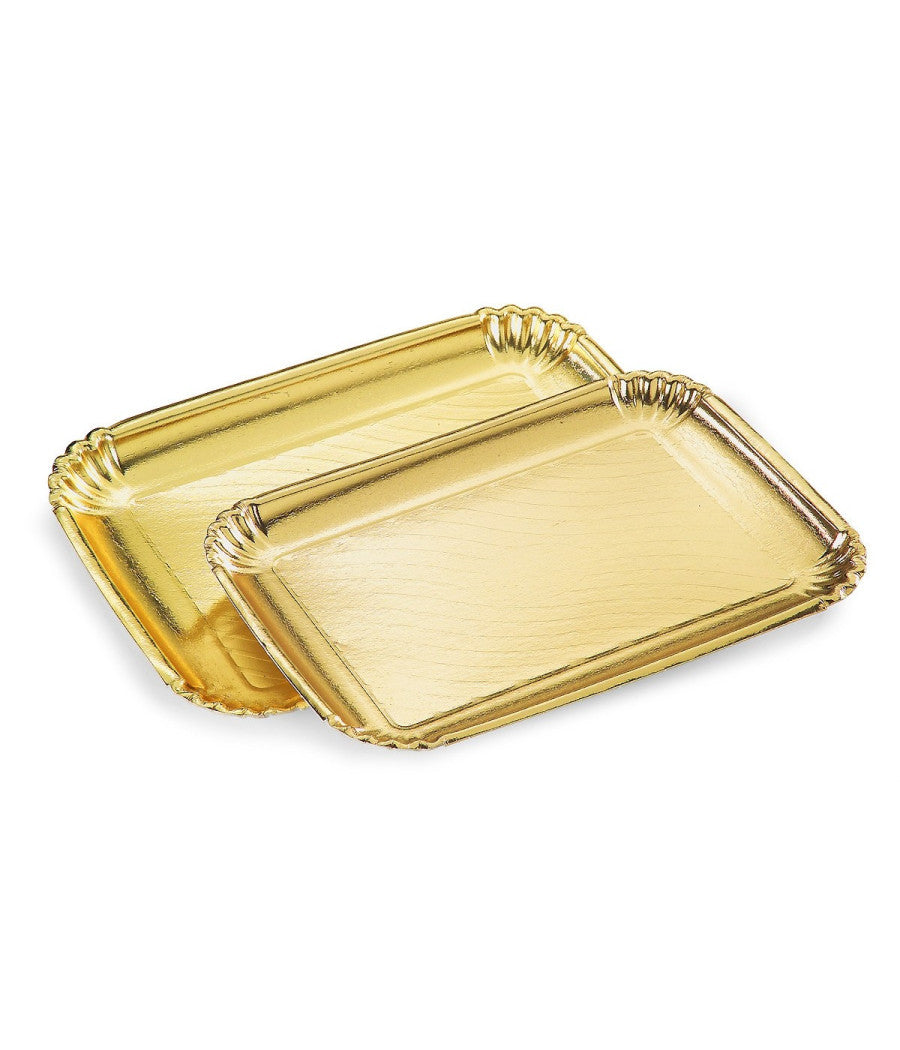 2 Pezzi Vassoio Porta Sotto Torta 20x28cm Oro Rettangolare Piatto Dolci Cartone         