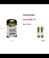 2 Pile Aaa 2700 Mah Batterie Mini Stilo Ricaricabili Pila Telecomandi Macchine         
