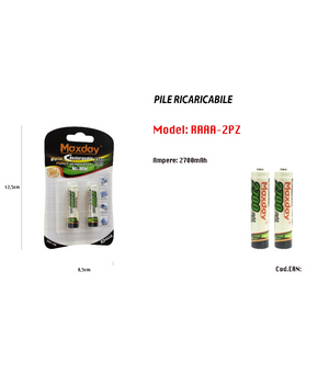 2 Pile Aaa 2700 Mah Batterie Mini Stilo Ricaricabili Pila Telecomandi Macchine         