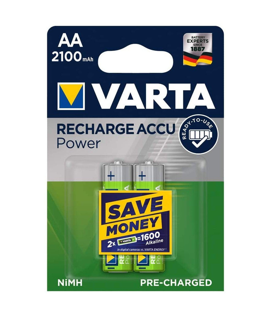 2 Pile Varta Stilo Batterie Aa Alkaline Ricaricabili 2100mah Nimh Hr6 1.2v Accu         