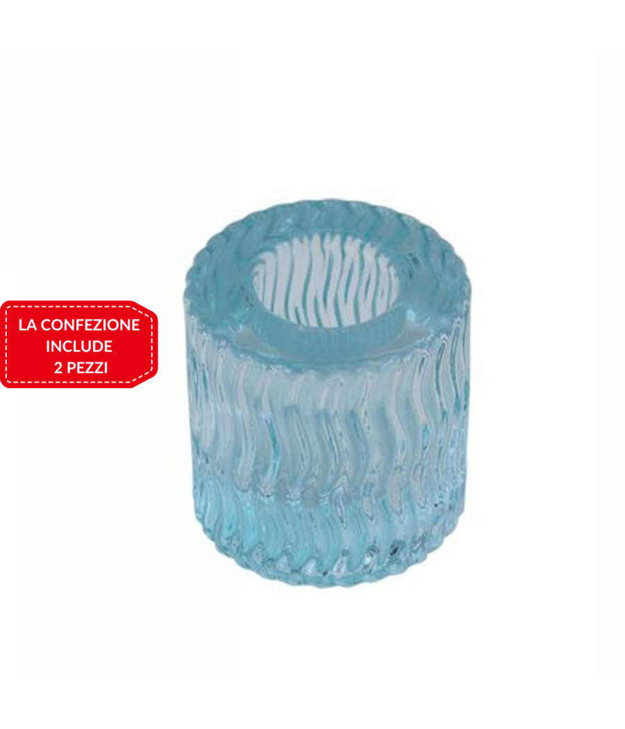 2 Porta Candela Lanterna Rotondo Bomboniera Matrimonio Decorazione Tea Light 5x5  Celeste       