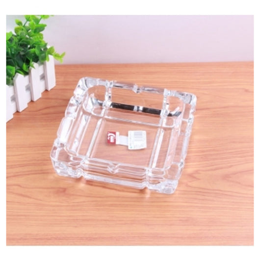 Trade Shop - 2 Posacenere Vetro Quadrato Trasparente Cristallo Portacenere Posa Cenere -