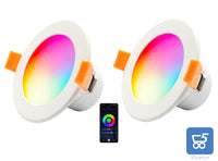 2 pz Faretto da incasso a LED RGB+CW+WW 9W 16 milioni di Colori Alexa Google Asstistant