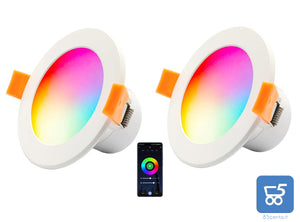 2 pz Faretto da incasso a LED RGB+CW+WW 9W 16 milioni di Colori Alexa Google Asstistant