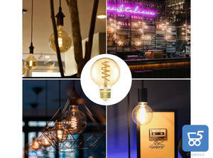 2 pz Lampadina G80 a Vite Edison 4W E27 Filamento LED Vintage Bianco caldo 2200K Vetro ambrato 380LM a Spirale Retrò