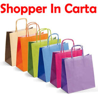 Trade Shop - 2 Pz Borsa Shopper Busta Regalo In Carta Modelli Assortiti 210 Gr 30x12x20 Cm -
