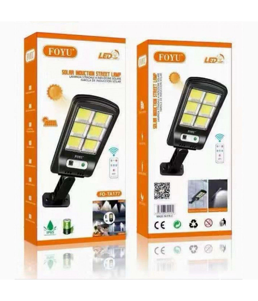 2 Pz Faro Lampione Stradale Con Pannello Solare Fotovoltaico 160 Led Cob Sensore         