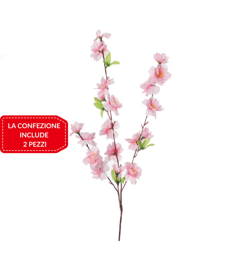2 Pz Fiori Pesco Finti Artificiali Primavera Decorazione Interno Esterno Bouquet  Rosa       