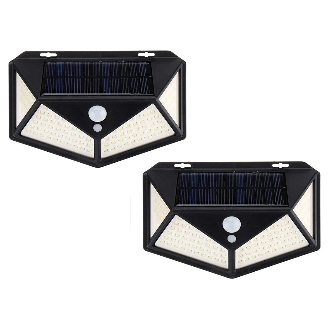Trade Shop - 2 Pz Lampada Solare Esterno Giardino Faretto Fotovoltaico Sensore Luce 114 Led Faro         