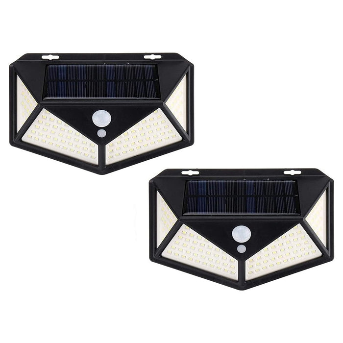 Trade Shop - 2 Pz Lampada Solare Esterno Giardino Faretto Fotovoltaico Sensore Luce 114 Led Faro         
