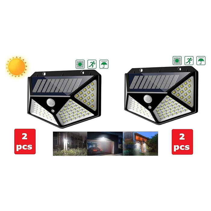 Trade Shop - 2 Pz Lampada Solare Esterno Giardino Faretto Fotovoltaico Sensore Luce 114 Led Faro         