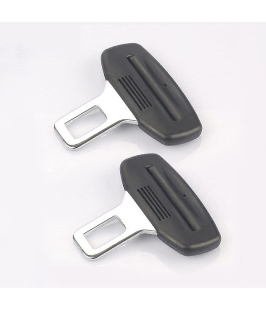 2 Pz Linguetta Per Cinture Di Sicurezza In Metallo Impugnatura In Plastica Nero         