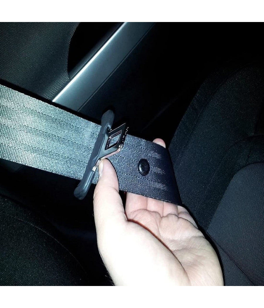 2 Pz Linguetta Per Cinture Di Sicurezza In Metallo Impugnatura In Plastica Nero         