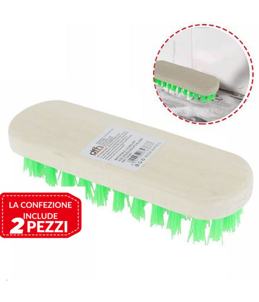 2 Pz Spazzola Grande In Legno Per Pavimenti Pulizia Casa Lavaggio Superfici 18cm         