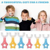 Trade Shop - 2 Pz Spazzolino Da Denti Per Bambini 2-6 Anni A Forma Di U Setole In Silicone -