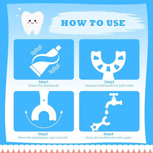 Trade Shop - 2 Pz Spazzolino Da Denti Per Bambini 2-6 Anni A Forma Di U Setole In Silicone -