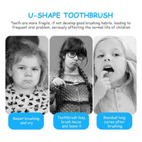 Trade Shop - 2 Pz Spazzolino Da Denti Per Bambini 2-6 Anni A Forma Di U Setole In Silicone -
